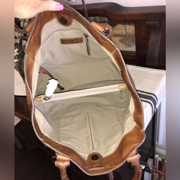 NWT Frye Melissa Leather Cognac Brown Tote Shoulder Bag Retail $398 - Picture 11 of 12